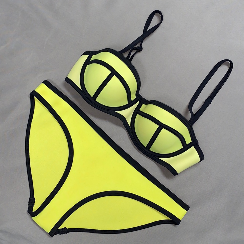 Triangl Swimwear Neon Yellow Balconette Bikini Set